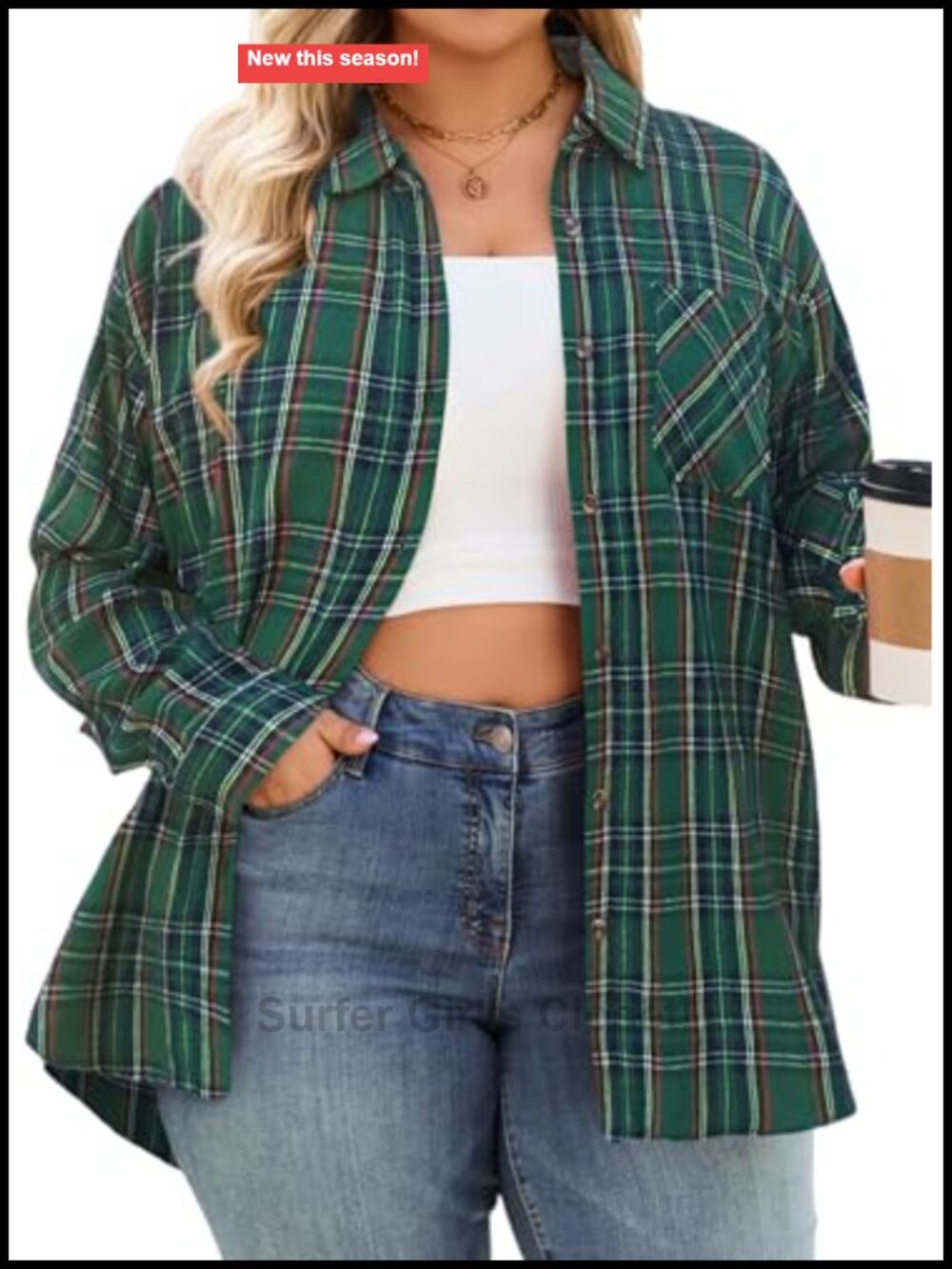 Womens Plaid Flannel Button Down Shirt Long Sleeve Cotton Blend Top